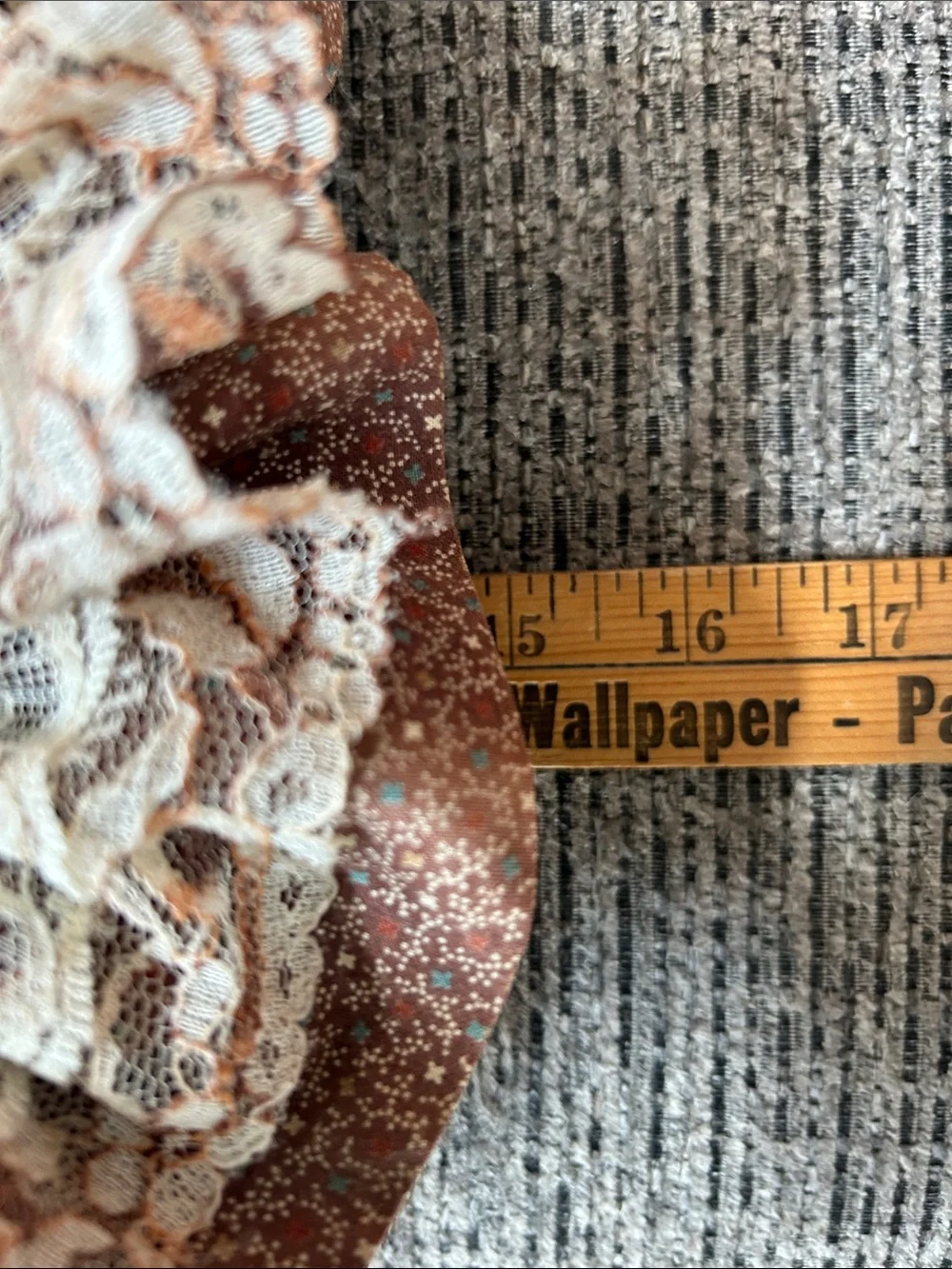 Decor Round Floral Quilted/lace Pillow - Rust/Pink/Cream - Butterfly/flowers